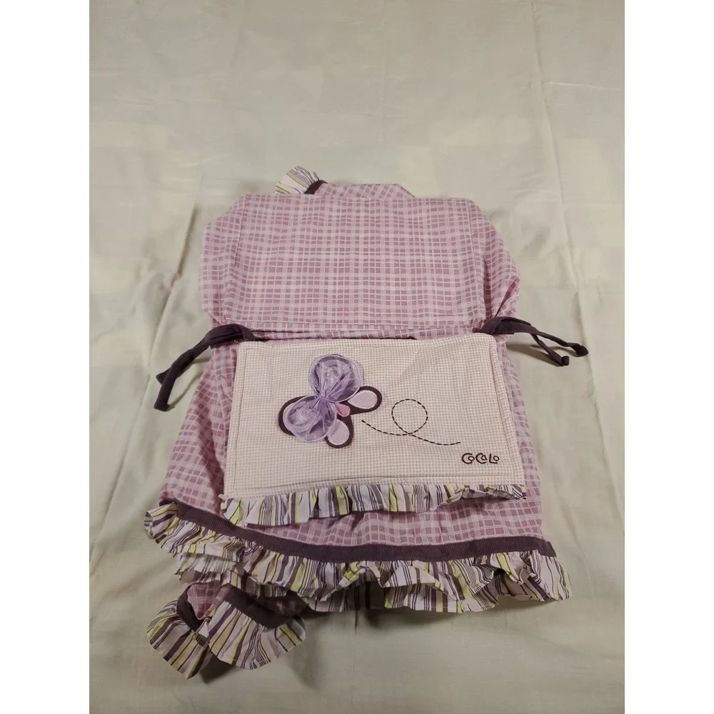 Cocalo Baby Crip Skirt Sugar Plumb Purple Check Ruffle & Matching Diaper Stacker